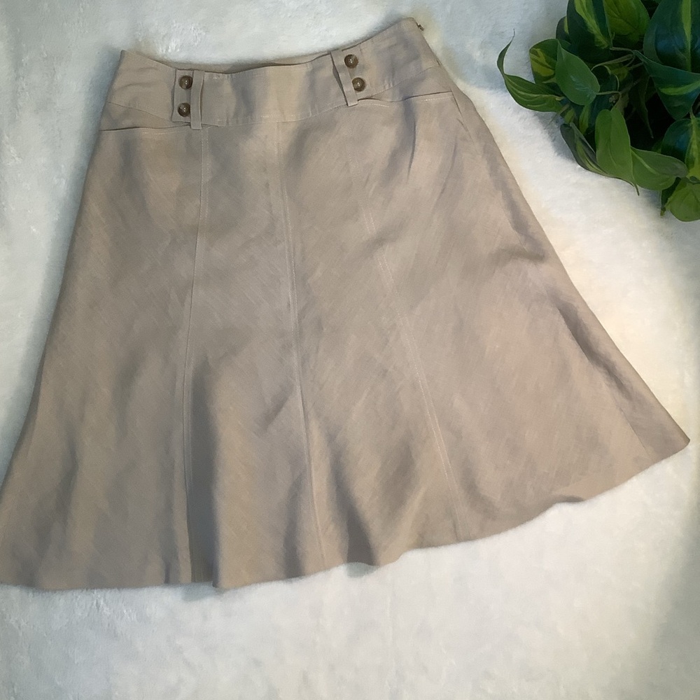 Ann Taylor A-Line Skirt in Beige